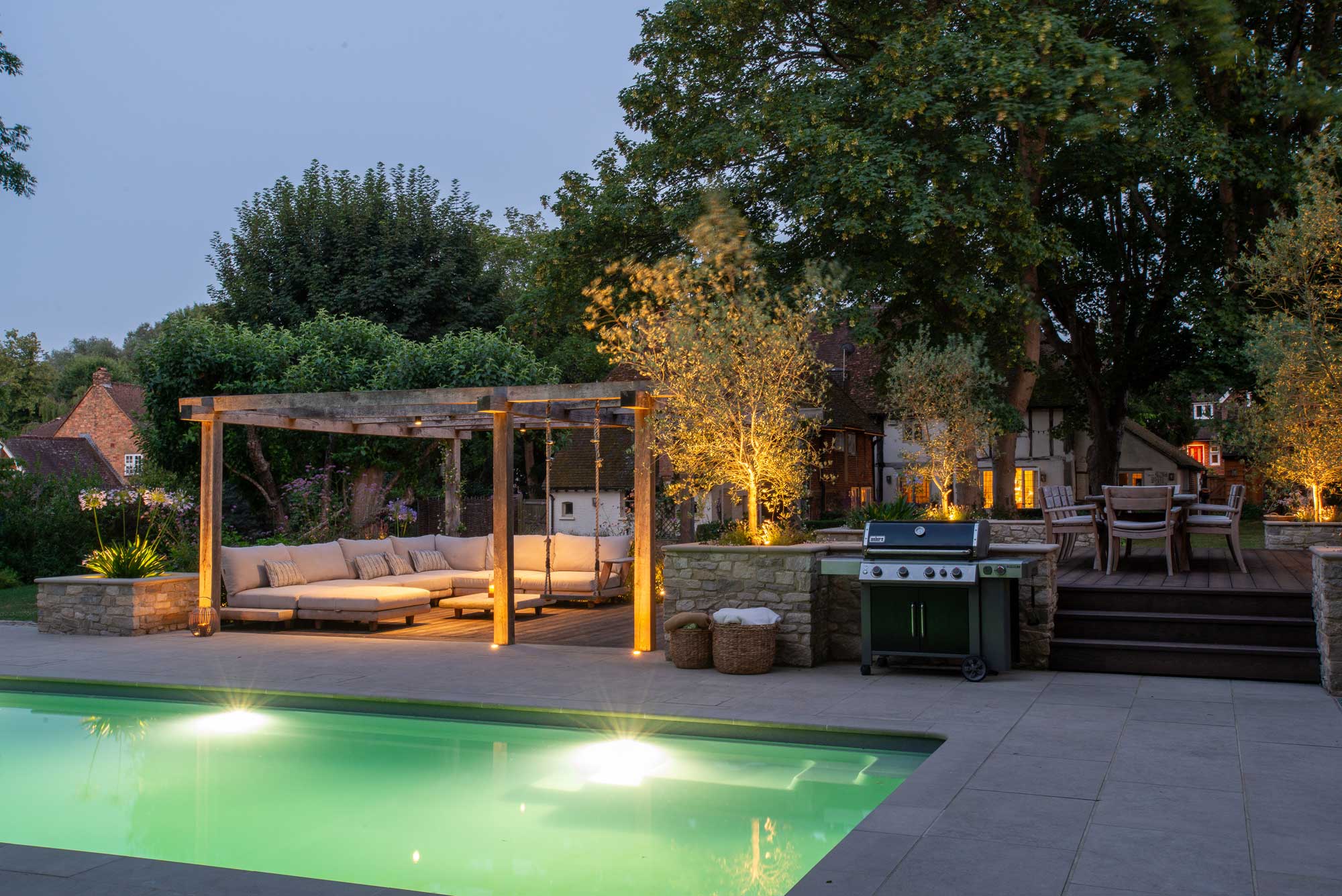 Sevenoaks Shoreham Mediterranean inspired pool garden - Marlene Lento