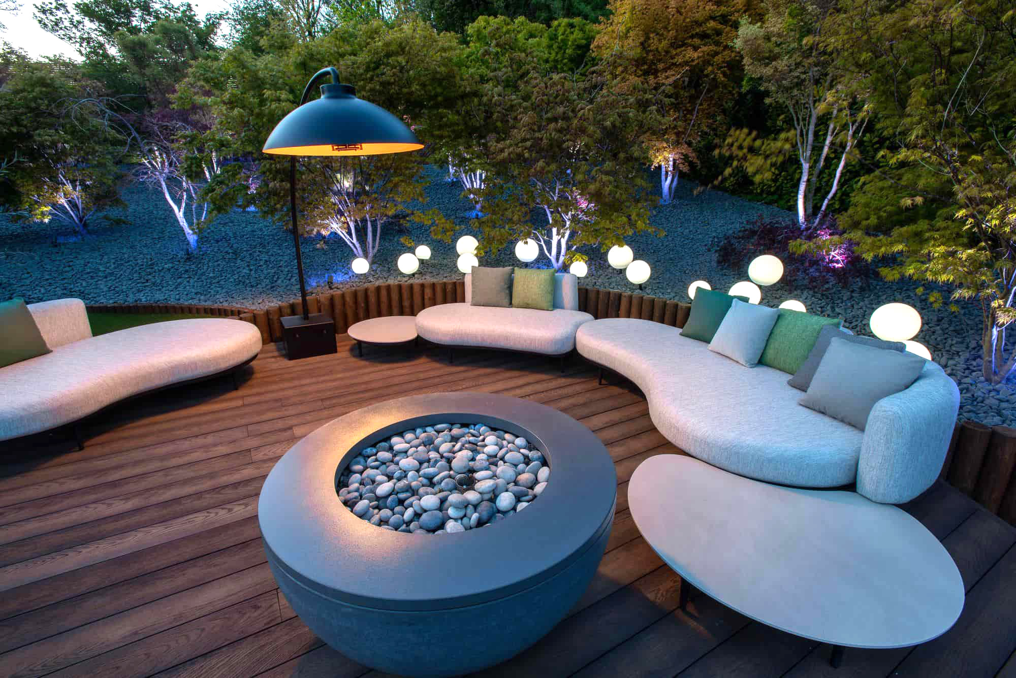 Otford decks and acer garden dusk - Marlene Lento